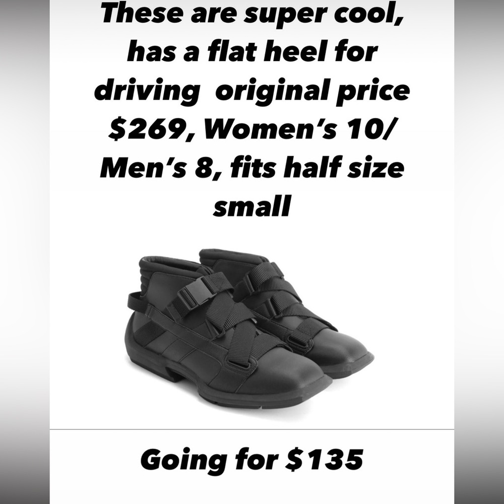 Leather boot shoe was flat heel for easy driving. Fits a half size small.